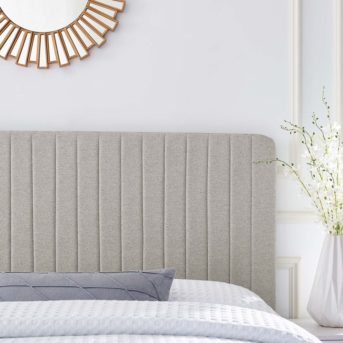 Milenna Channel Tufted Upholstered Fabric Full/Queen Headboard