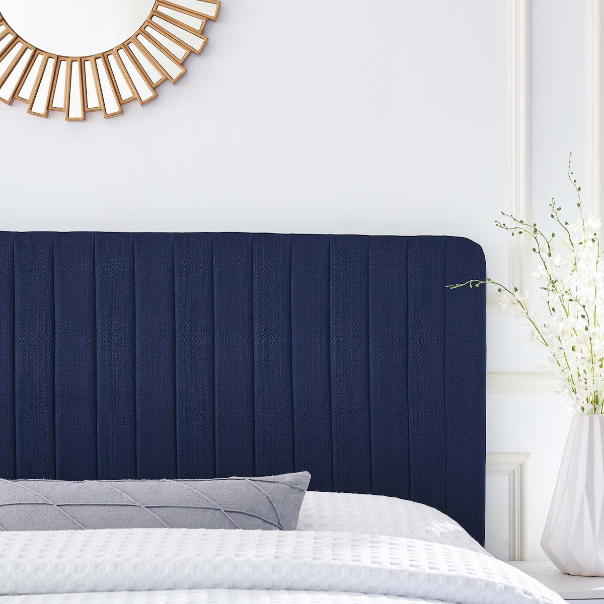 Milenna Channel Tufted Upholstered Fabric Full/Queen Headboard