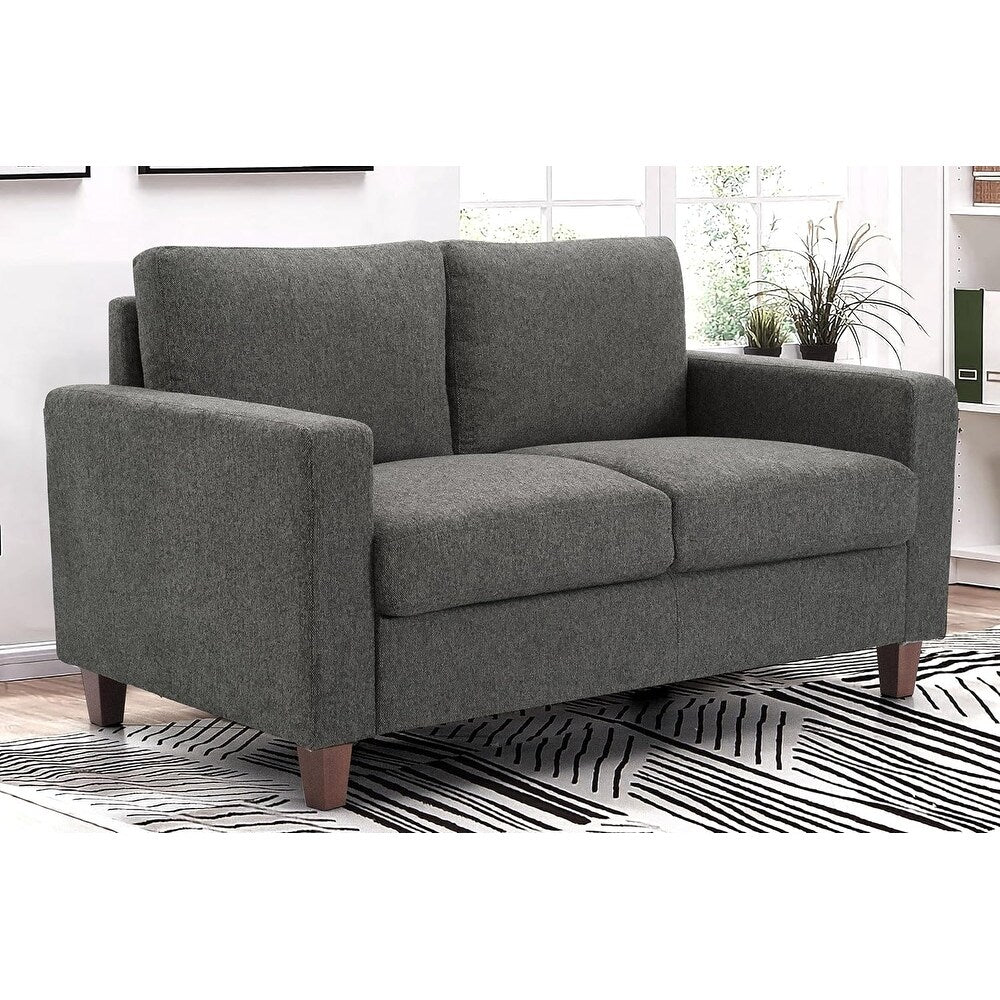 Miles Mid Century Modern Loveseat 2 Seater Sofa Couch with Reversible Back Pillows Large