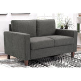 Miles Mid Century Modern Loveseat 2 Seater Sofa Couch with Reversible Back Pillows Large