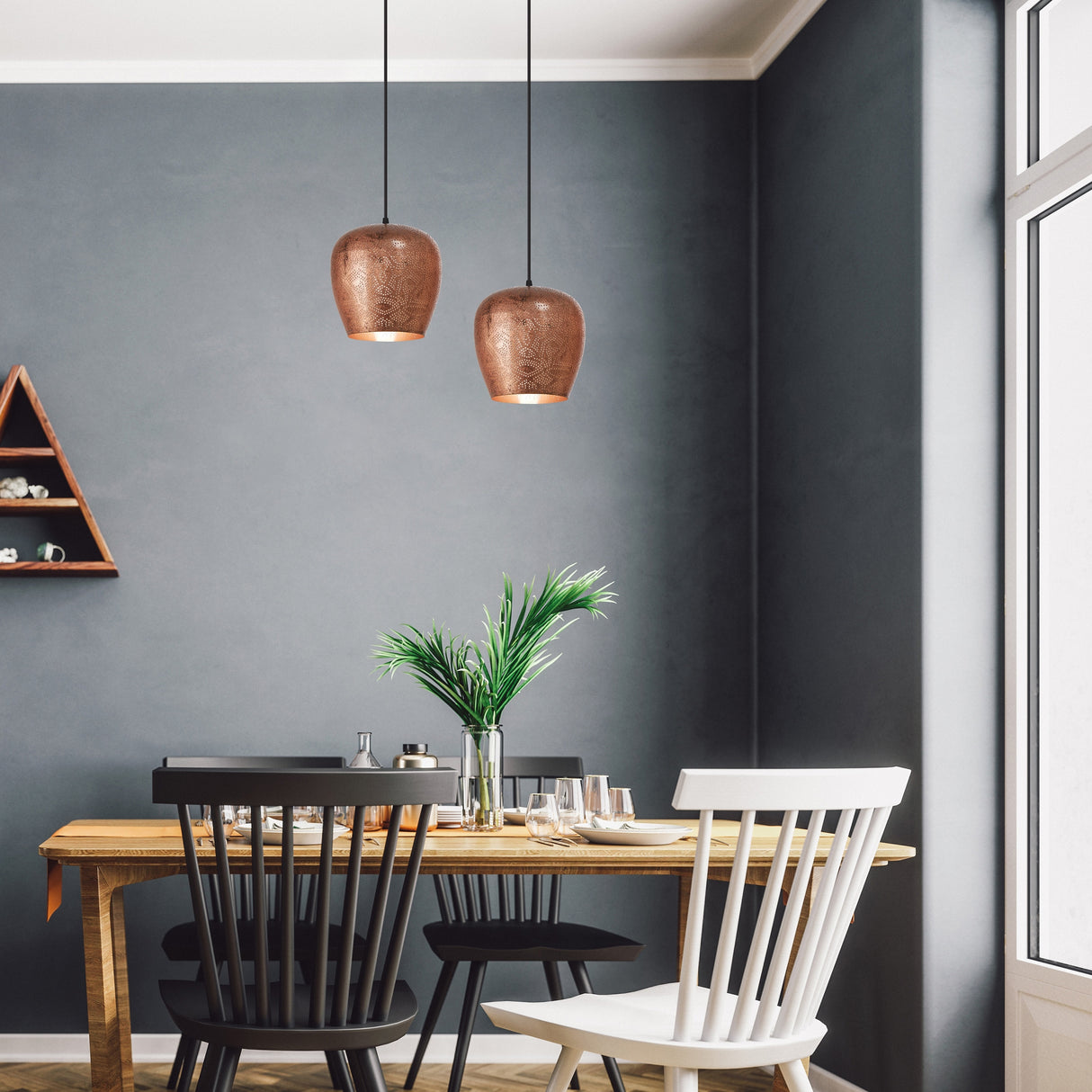 Miles River of Goods Copper-Colored Metal Punched Globe Shade 8-Inch Pendant Light - 8" x 8" x 15.5/80.5"