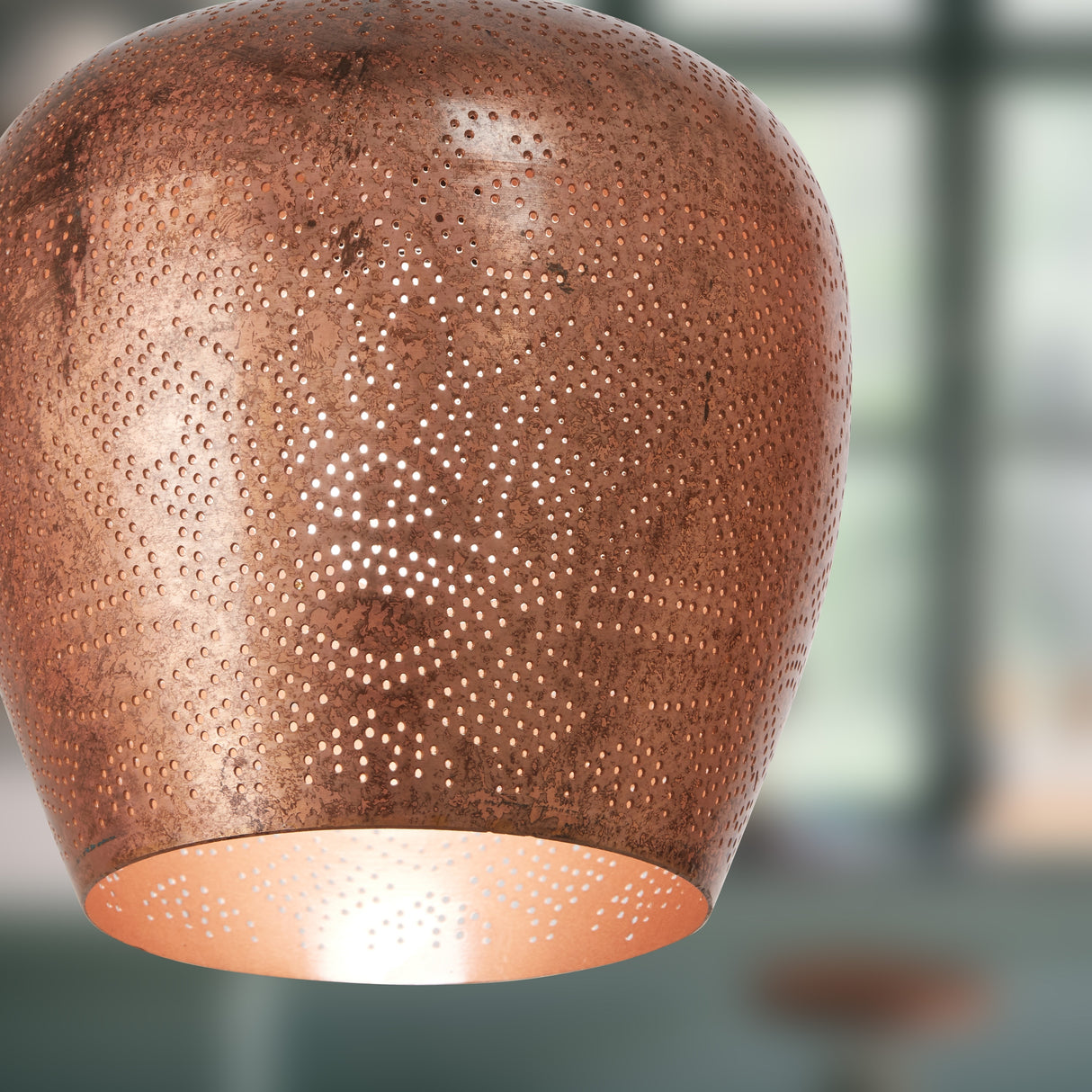 Miles River of Goods Copper-Colored Metal Punched Globe Shade 8-Inch Pendant Light - 8" x 8" x 15.5/80.5"