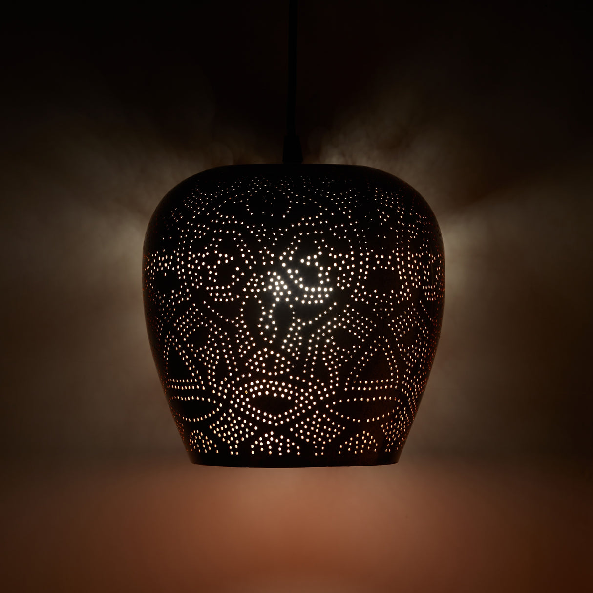 Miles River of Goods Copper-Colored Metal Punched Globe Shade 8-Inch Pendant Light - 8" x 8" x 15.5/80.5"
