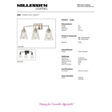 Millennium Lighting Caily 3 Light Bathroom Vanity Fixture in Brushed Nickel or Matte Black with Seeded Glass Shade