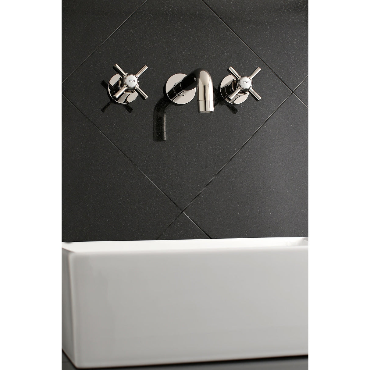 Kingston Brass Millennium Two-Handle 3-Hole Wall Mount Bathroom Faucet