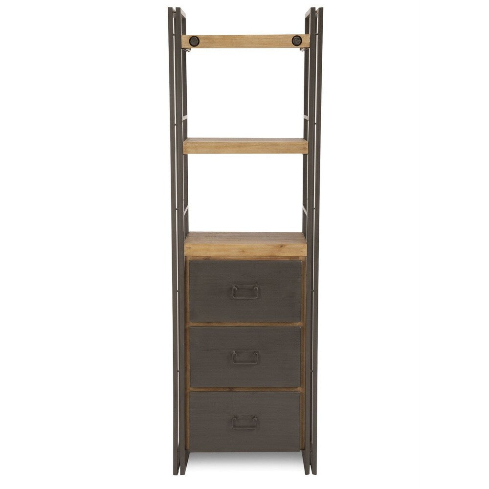 Aurelle Home Miller Rustic and Industrial Bookshelf with Drawers