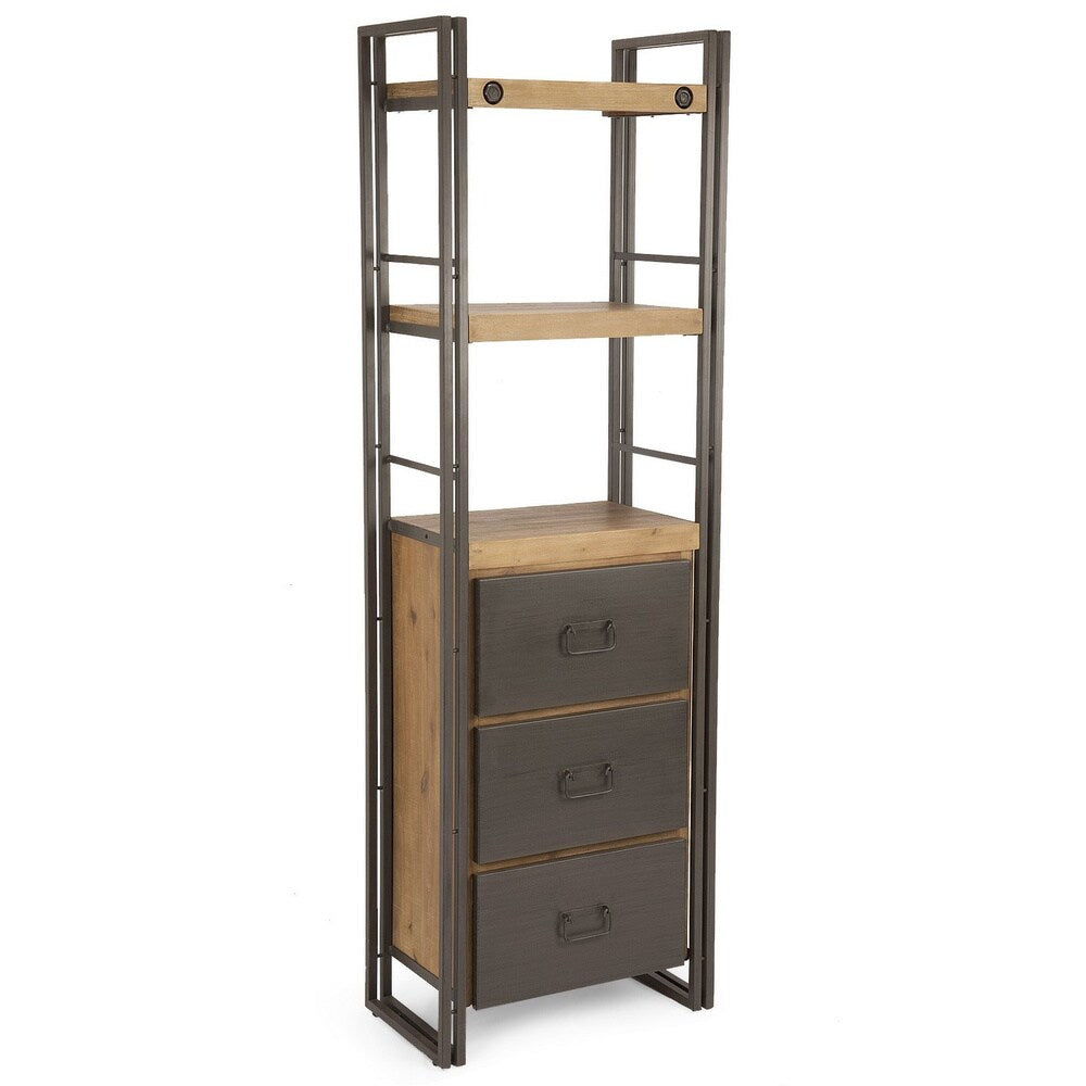 Aurelle Home Miller Rustic and Industrial Bookshelf with Drawers