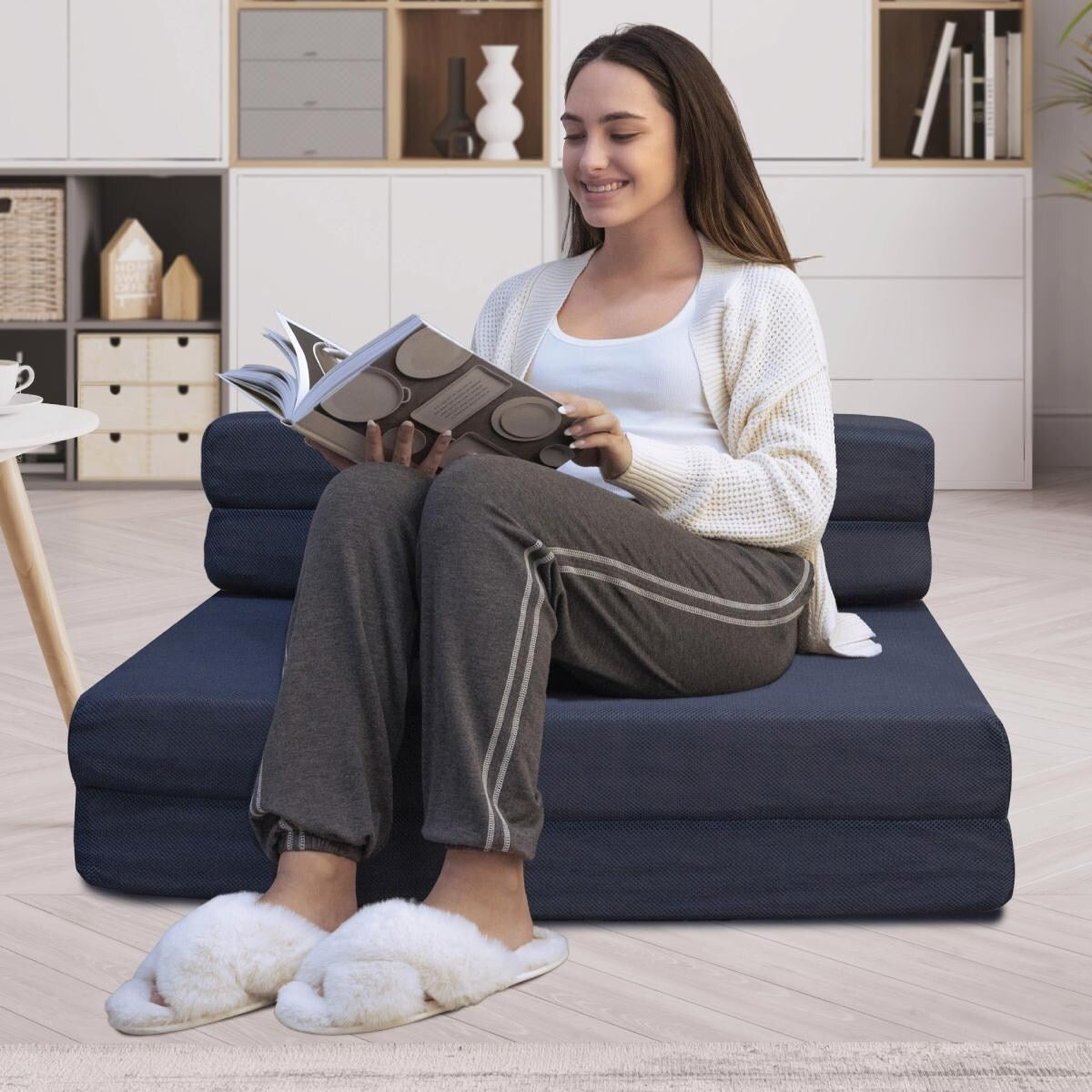 Milliard Tri-Fold Foam Folding Mattress and Sofa Bed for Guests (cot)