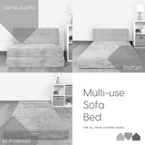 Milliard Tri Folding Sofa Mattress, Memory Foam Foldable Mattress with Ultra Soft & Washable Ribbed Fur Cover, Twin Size (Grey)