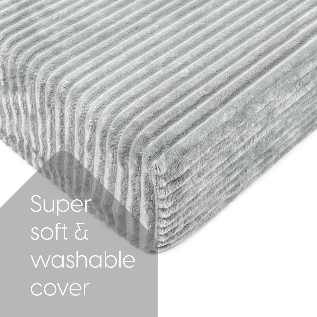 Milliard Tri Folding Sofa Mattress, Memory Foam Foldable Mattress with Ultra Soft & Washable Ribbed Fur Cover, Twin Size (Grey)