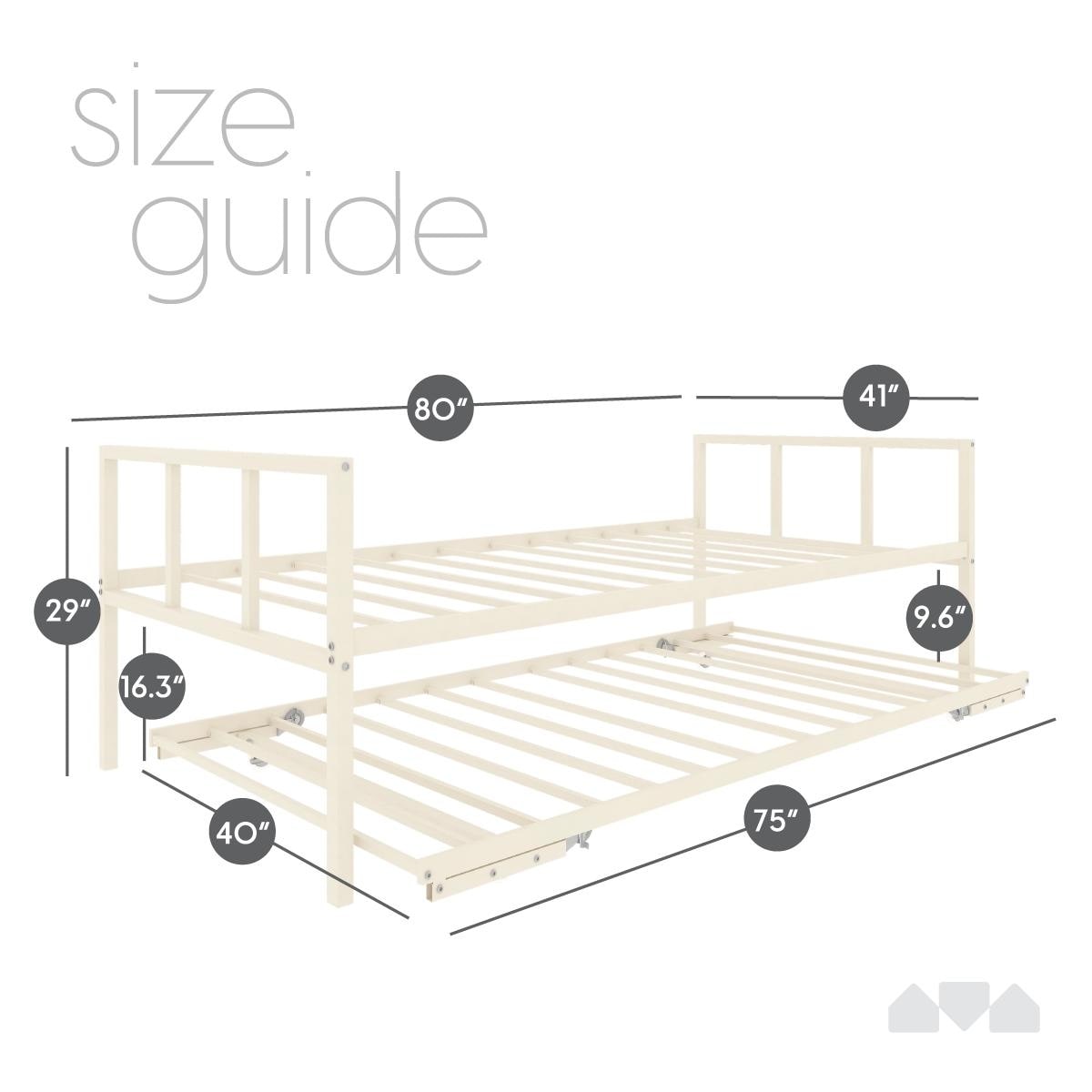 Milliard Twin Daybed and Fold- Up Trundle Set, Daybed with