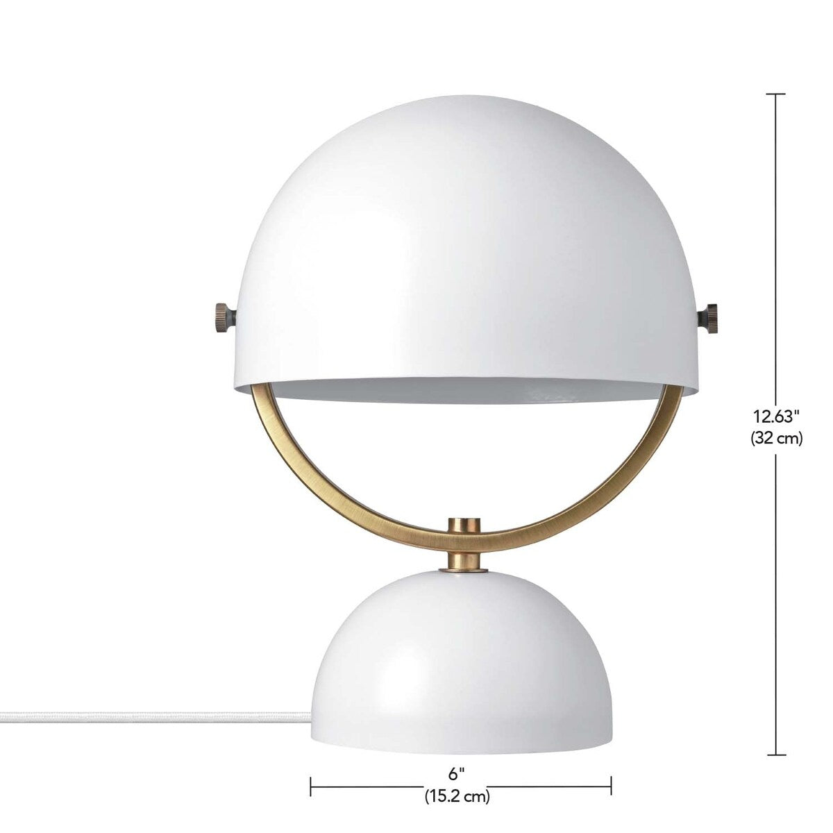 Milo 12.5" Matte White Desk Lamp with Matte Brass Accents - one size