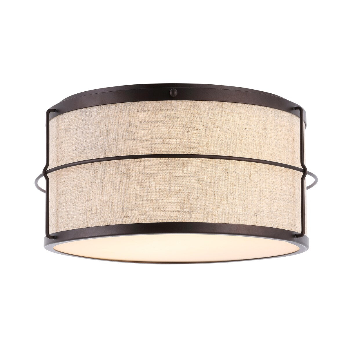 Milo 14" 2-Light Rustic Farmhouse Iron LED Flush Mount, Oil Rubbed Bronze by JONATHAN Y - 2 Light
