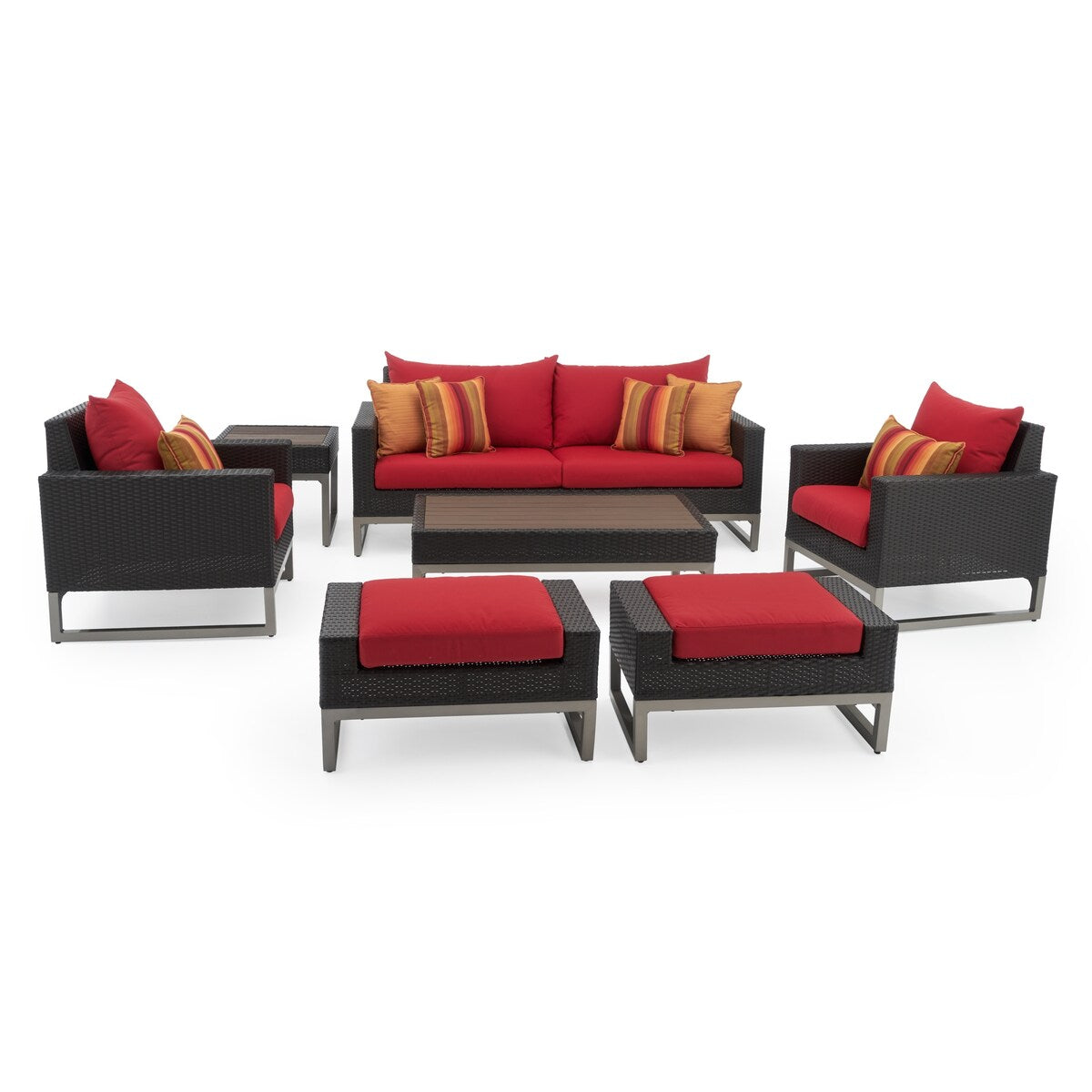 Milo Espresso 18 Piece Sunbrella Outdoor Patio Estate Set