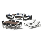 Milo Espresso 18 Piece Sunbrella Outdoor Patio Estate Set