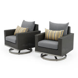 Milo Espresso 2 Piece Sunbrella Outdoor Patio Motion Club Chairs