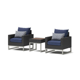 Milo Espresso 3 Piece Sunbrella Outdoor Patio Club Chairs and Side Table