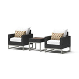 Milo Espresso 3 Piece Sunbrella Outdoor Patio Club Chairs and Side Table