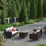 Milo Espresso 4 Piece Sunbrella Outdoor Patio Motion Fire Set