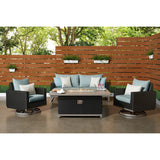 Milo Espresso 4 Piece Sunbrella Outdoor Patio Motion Fire Set