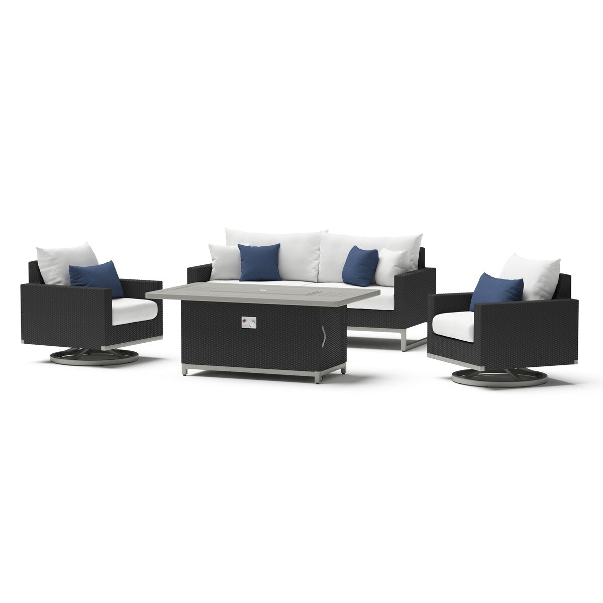 Milo Espresso 4 Piece Sunbrella Outdoor Patio Motion Fire Set