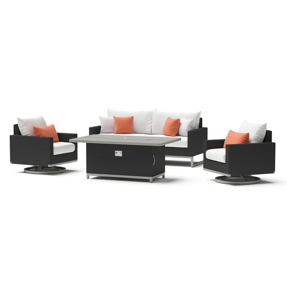 Milo Espresso 4 Piece Sunbrella Outdoor Patio Motion Fire Set