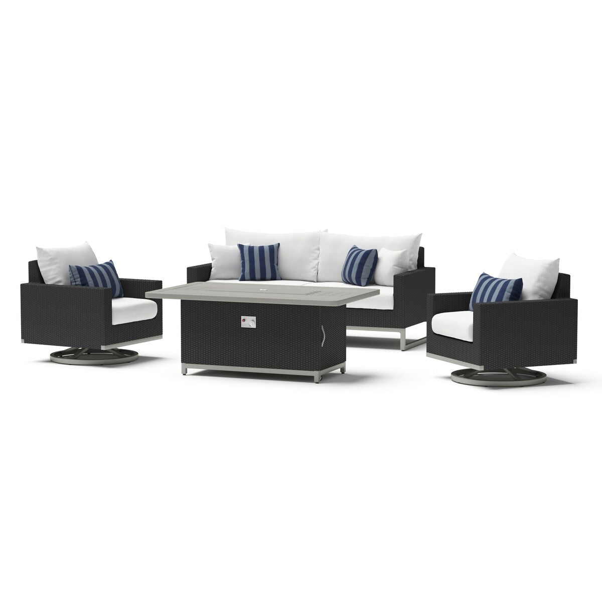 Milo Espresso 4 Piece Sunbrella Outdoor Patio Motion Fire Set