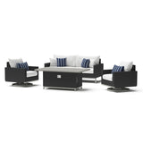 Milo Espresso 4 Piece Sunbrella Outdoor Patio Motion Fire Set