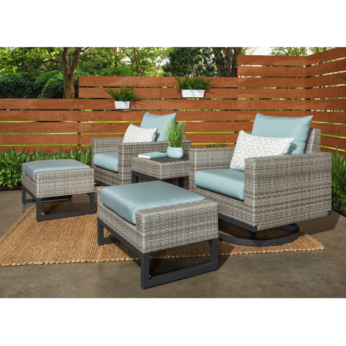Milo 5 Piece Sunbrella Outdoor Patio Motion Club Set