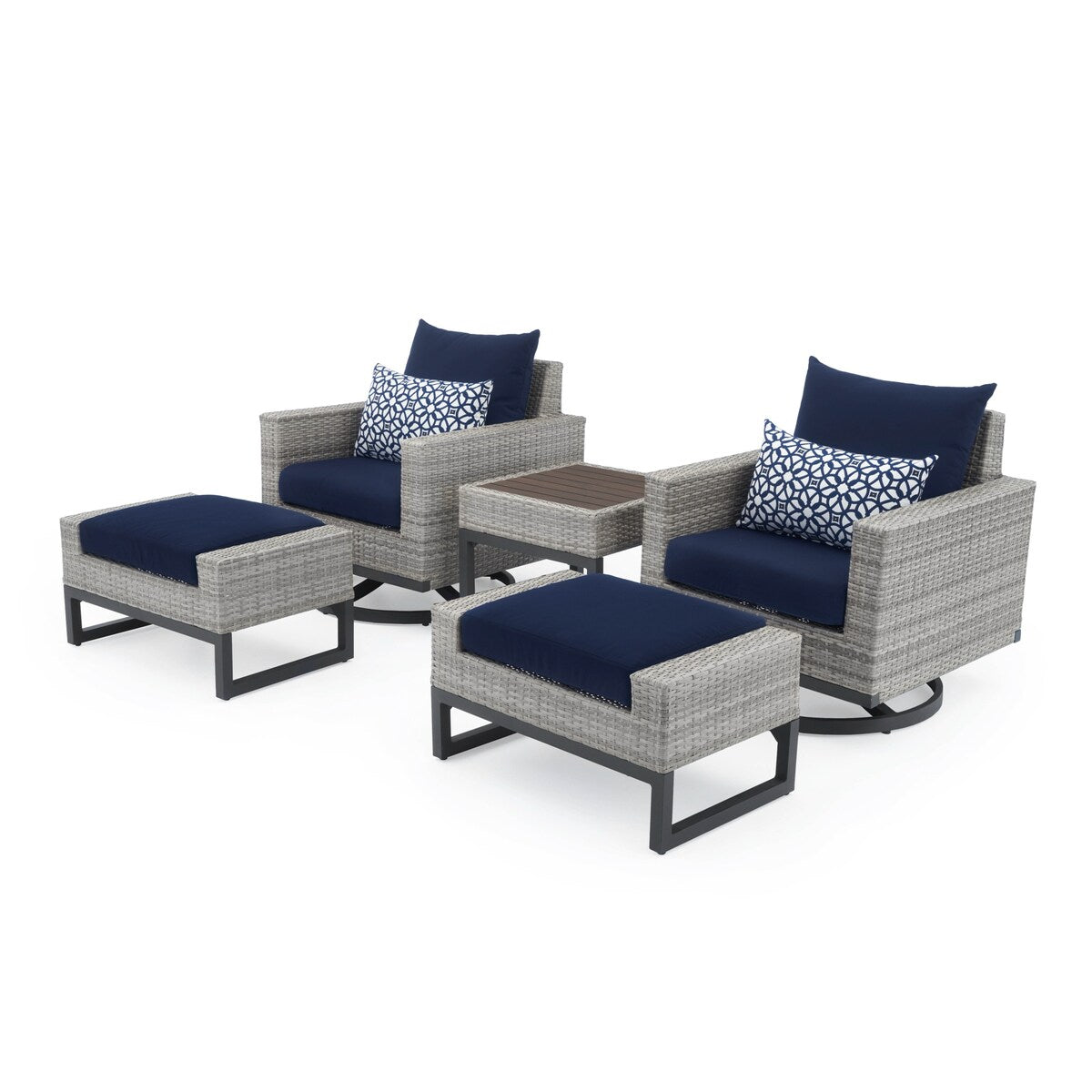 Milo 5 Piece Sunbrella Outdoor Patio Motion Club Set