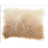 Mina Victory Fur Ombre Beige/White Throw Pillow 14" x 20"