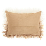 Mina Victory Fur Ombre Beige/White Throw Pillow 14" x 20"