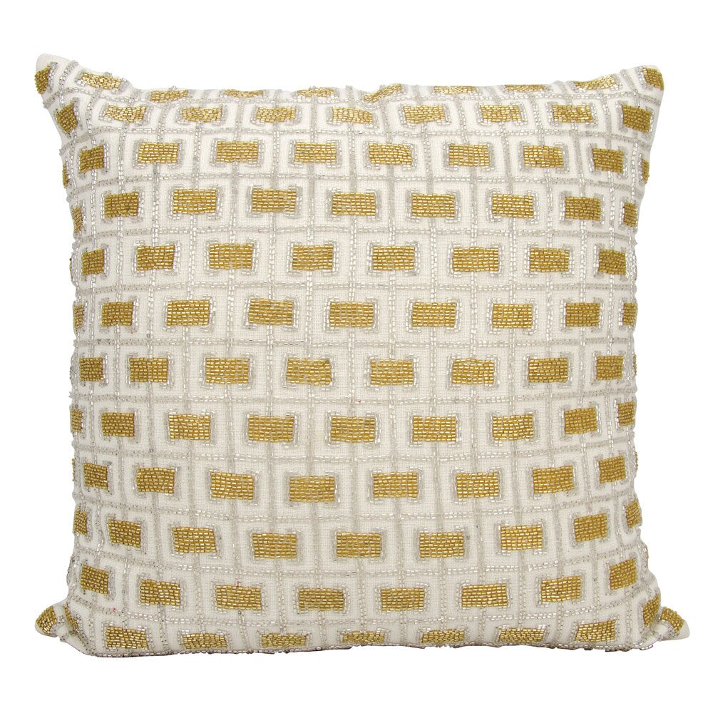 Mina Victory Luminescence Beaded Buckles White Throw Pillow by Nourison (18-Inch X 18-Inch)