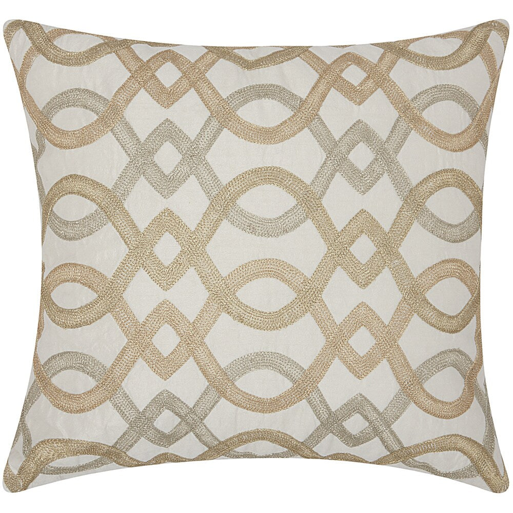 Mina Victory Luminescence Geometric Lattice Gold Throw Pillow by Nourison (18-Inch X 18-Inch)