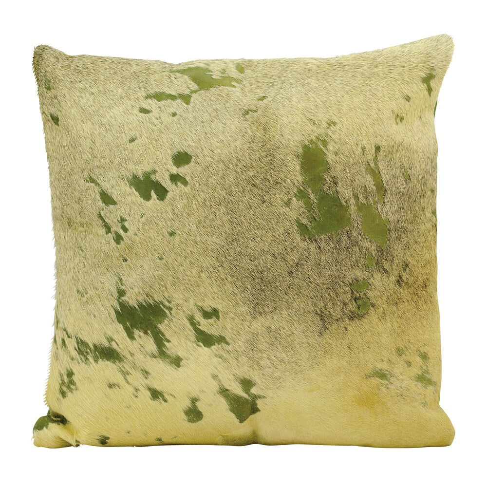 Mina Victory Natural Leather and Hide Two Tone Olive Throw Pillow by Nourison (20-Inch X 20-Inch)