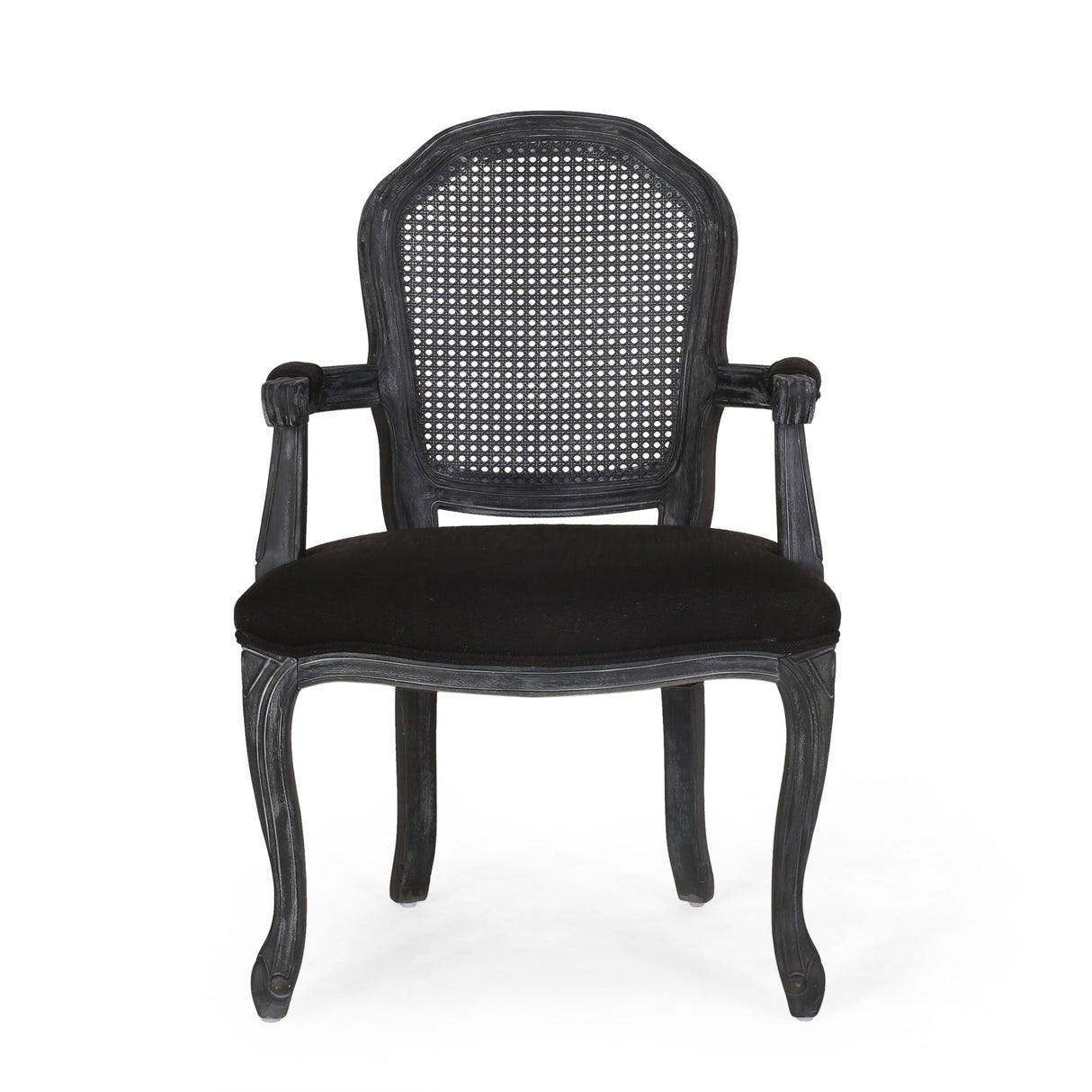 Mina Wood and Cane Upholstered Dining Chair by Christopher Knight Home
