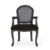 Mina Wood and Cane Upholstered Dining Chair by Christopher Knight Home