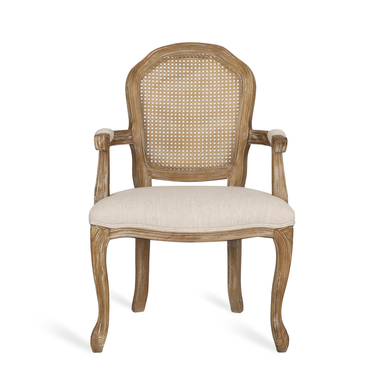 Mina Wood and Cane Upholstered Dining Chair by Christopher Knight Home