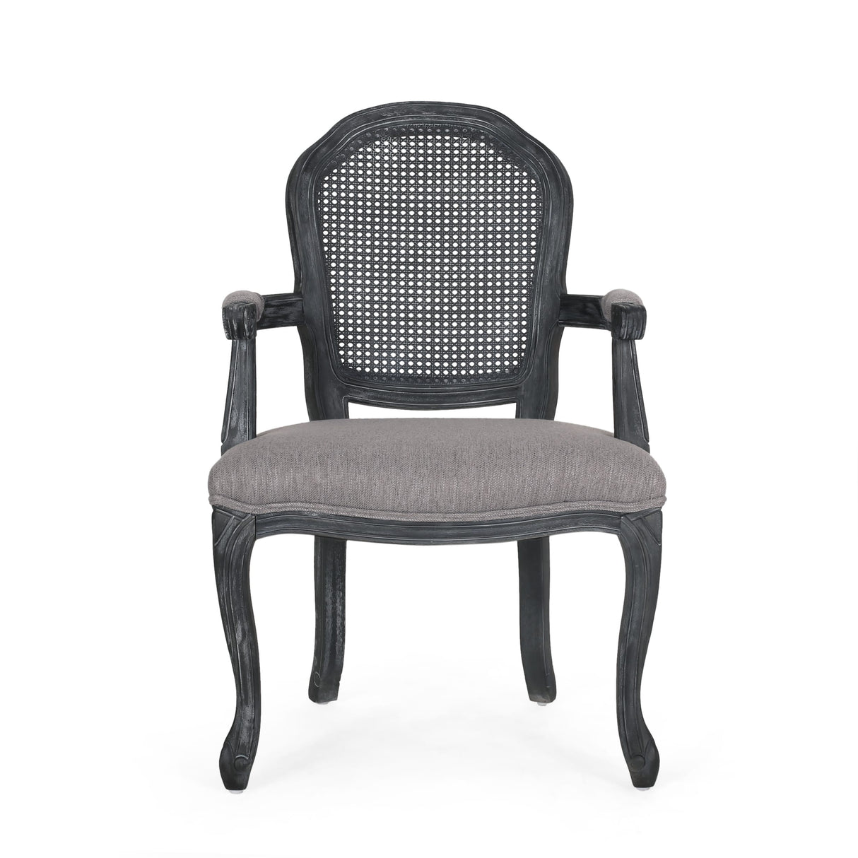 Mina Wood and Cane Upholstered Dining Chair by Christopher Knight Home