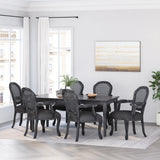 Mina Wood and Cane Upholstered Dining Chair by Christopher Knight Home