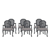 Mina Wood and Cane Upholstered Dining Chair by Christopher Knight Home