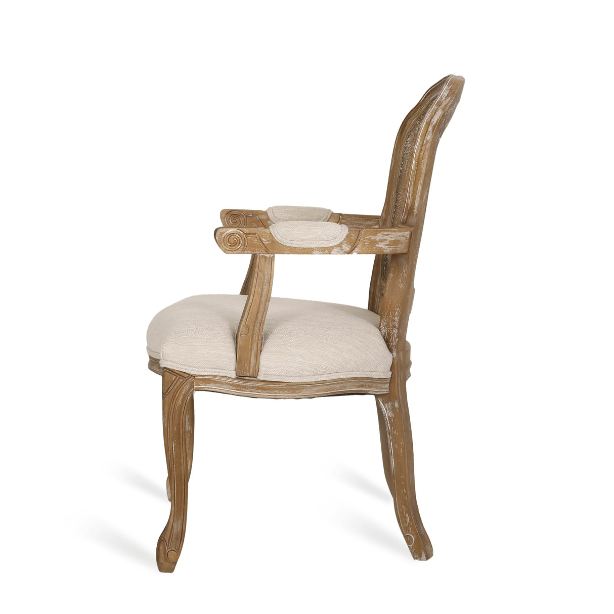 Mina Wood and Cane Upholstered Dining Chair by Christopher Knight Home