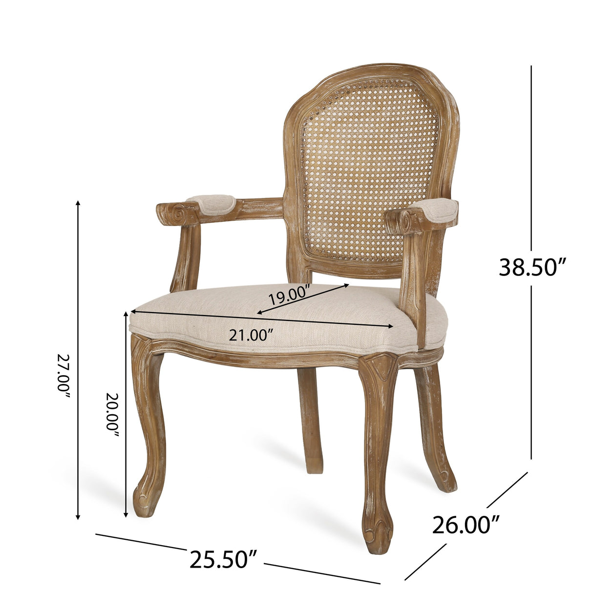Mina Wood and Cane Upholstered Dining Chair by Christopher Knight Home