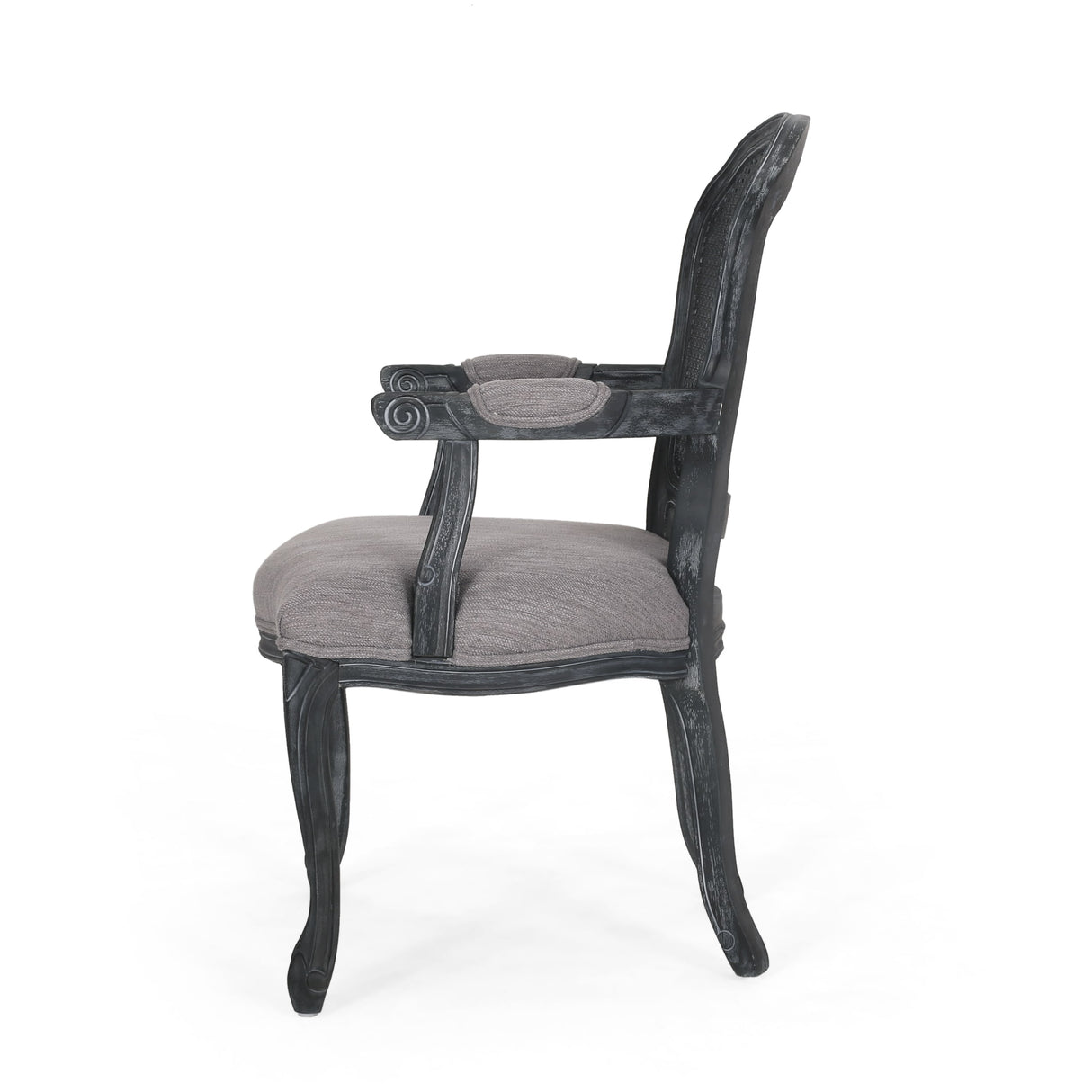 Mina Wood and Cane Upholstered Dining Chair by Christopher Knight Home