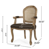 Mina Wood and Cane Upholstered Dining Chair by Christopher Knight Home