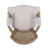 Mina Wood and Cane Upholstered Dining Chair by Christopher Knight Home