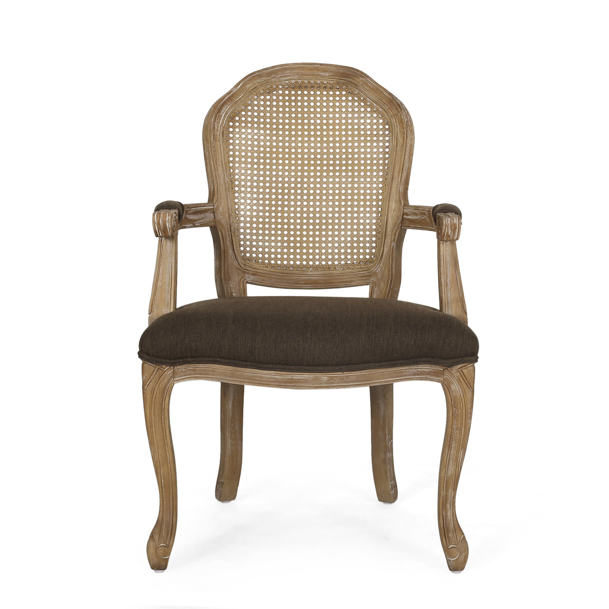 Mina Wood and Cane Upholstered Dining Chair by Christopher Knight Home