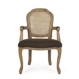 Mina Wood and Cane Upholstered Dining Chair by Christopher Knight Home