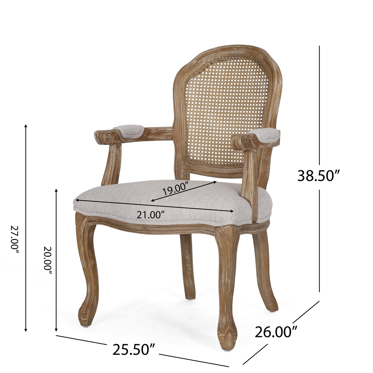 Mina Wood and Cane Upholstered Dining Chair by Christopher Knight Home