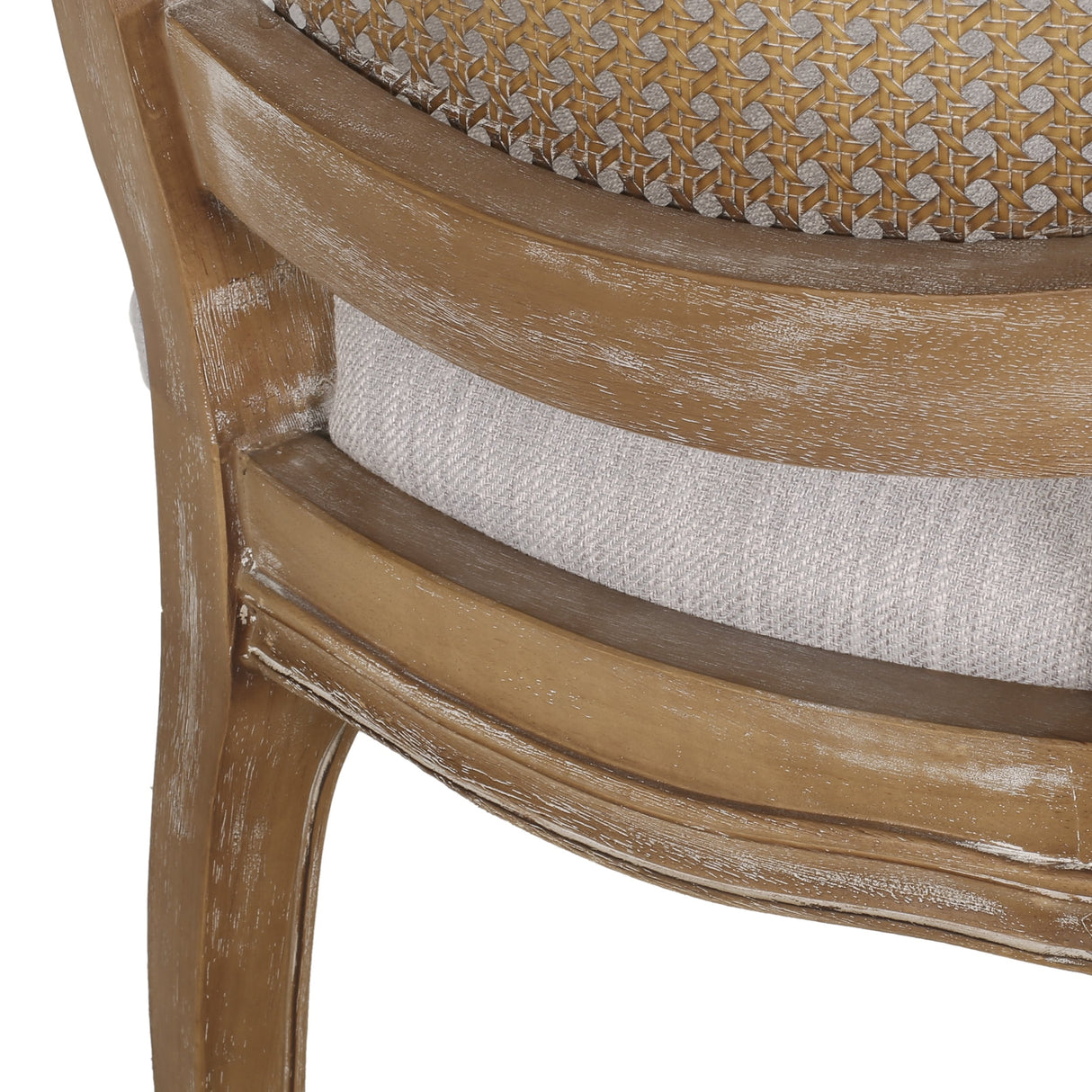 Mina Wood and Cane Upholstered Dining Chair by Christopher Knight Home